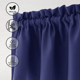 Hiasan Navy Blue Valance Curtains Blackout Thermal Insulated Rod Pocket Window Valances for Kitchen, 42 x 18 Inches Length, 1 Panel