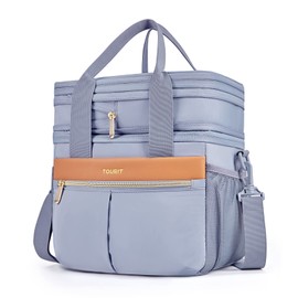 TOURIT Insulated Lunch Box Bag, Double Deck Leakproof Cooler Tote for Work Office Picnic, Expandable Lunch Container, Grey