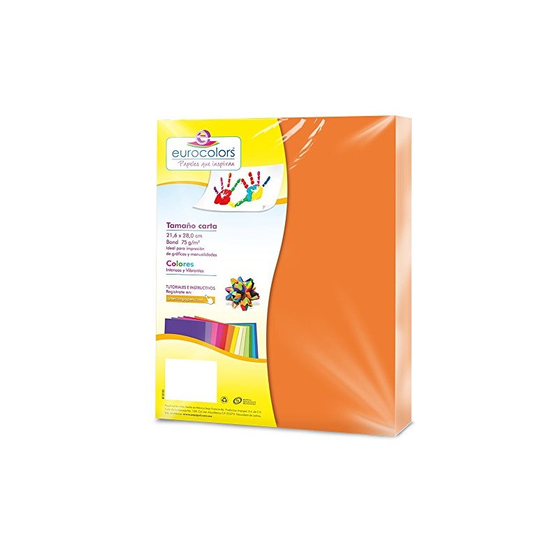 Eurocolors Ec0004 Paquete Con 100 Hojas, Color Naranja Vibrante