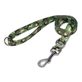 Suredoo Adjustable Dog Lead, Soft & Comfortable Nylon Pet Training Lead with Double D-Ring for Small, Medium, Large Dogs, 120 cm x 2 cm (Camo Green)