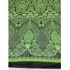 Mia Fabrics Neon Green Holographic Sequins Fabric On Black Mesh