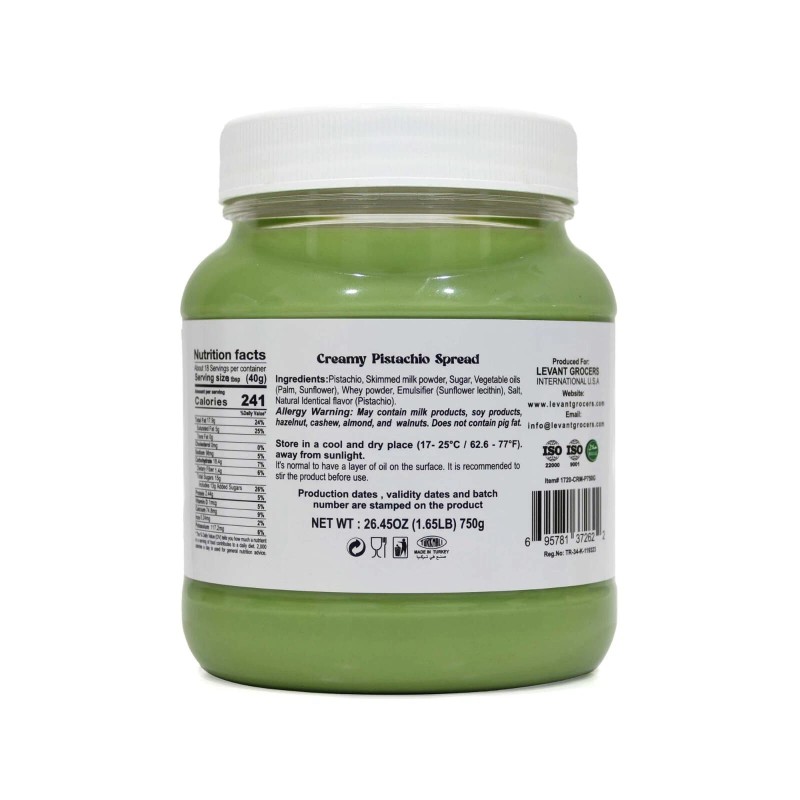 La Clara Perla Smooth Cream of Pistachio Spread 26.4 Ounce