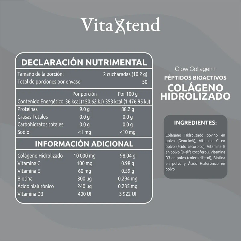 Colágeno Hidrolizado 50 Días Vit C D3 E Biotina Ah