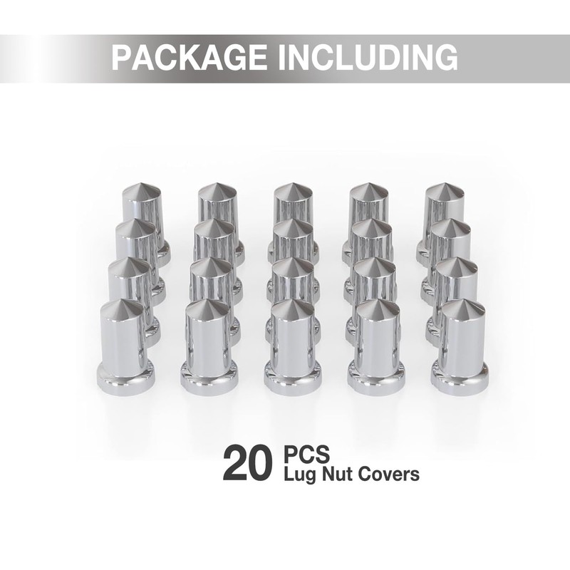 33mm Chrome Plastic ABS Lug Nut Covers Bullet Flanged Push-on