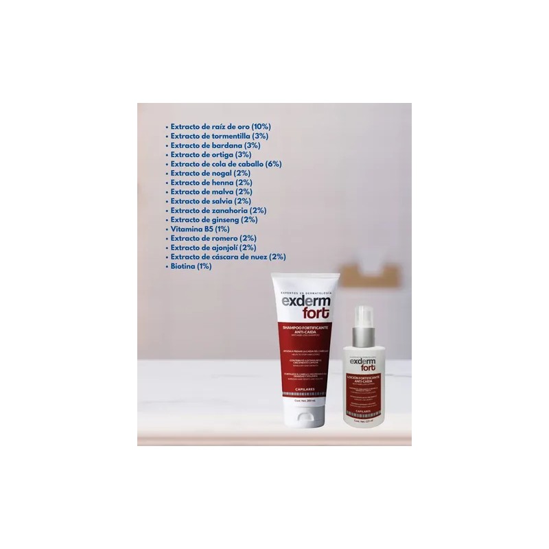Kit Exderm Fort Shampoo + Loción Anticaída Cabello Revitaliz
