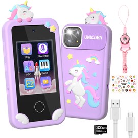 Kids Smart Phone for Girls, 2.8" Touchscreen Play Phone with 32G SD Card, Dual Camera, Puzzle Game, Music Player, Christmas Birthday Gifts for Kids Age 3-12 Purple