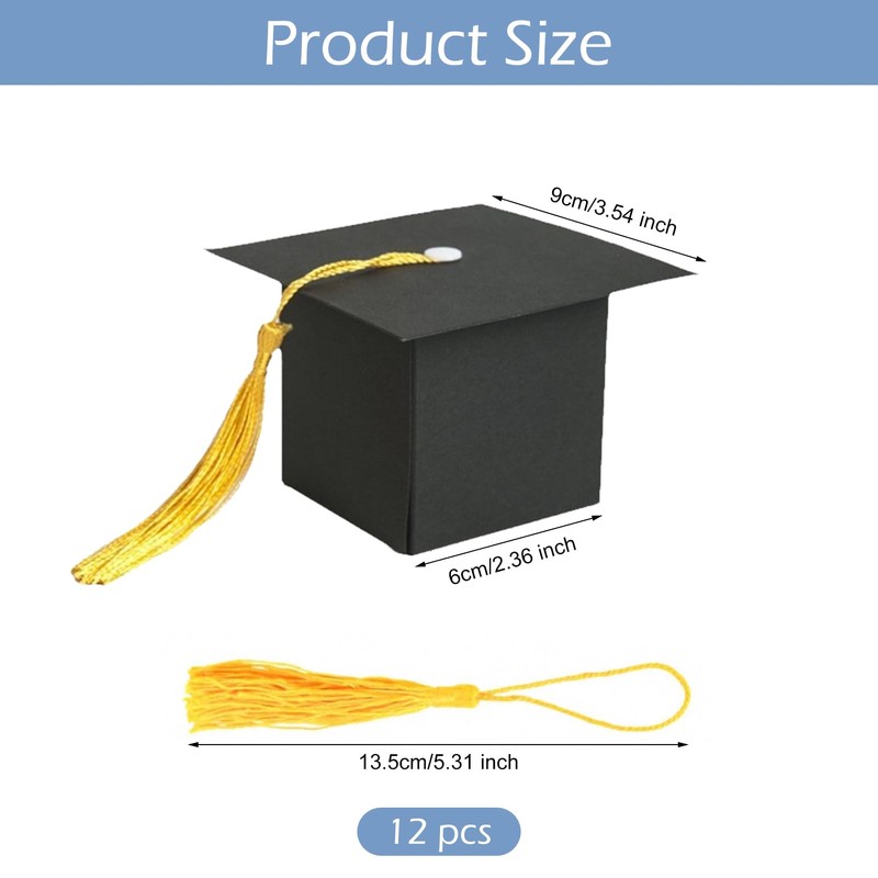 12 Pcs Graduation Caps box, Doctoral Caps Shaped Gift Box,