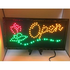 Open Sign W/Rose LED Light Sign Ultra Bright for Business
