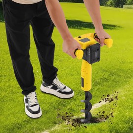 Cordless Electric Post Hole Digger, Earth Auger Hole Digger, Electric Hole Digging Machine with 11''x3'' Drill Bit, Auger Post Hole Digger for Fence, Farmland and Garden