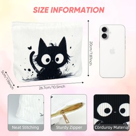 Ksriylm Cute Makeup Pouch for Women Animal Small Make Up Bag for Purse Zipper Initial Cosmetic Bags Pouches for Purse Aesthetic Travel Toiletrybags Gift,Black Kitten Cat