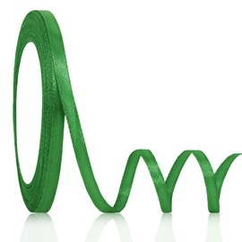 OMAIGAR Green Ribbon 1/4 Inch Width, Solid Satin Ribbons with 25 Yards Length Silk Fabric for Gift Wrapping or Wedding Party Birthday Decoration - Green,1/4 Inch x 25 Yards
