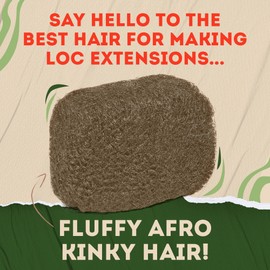 Locsanity Afro Kinky 100% Bulk Natural Human Hair - Braiding Hair for Dreadlocks, Loc Repair, Dreadlock Extensions, Twists, Braids - 16 Inches Long, 1 Oz