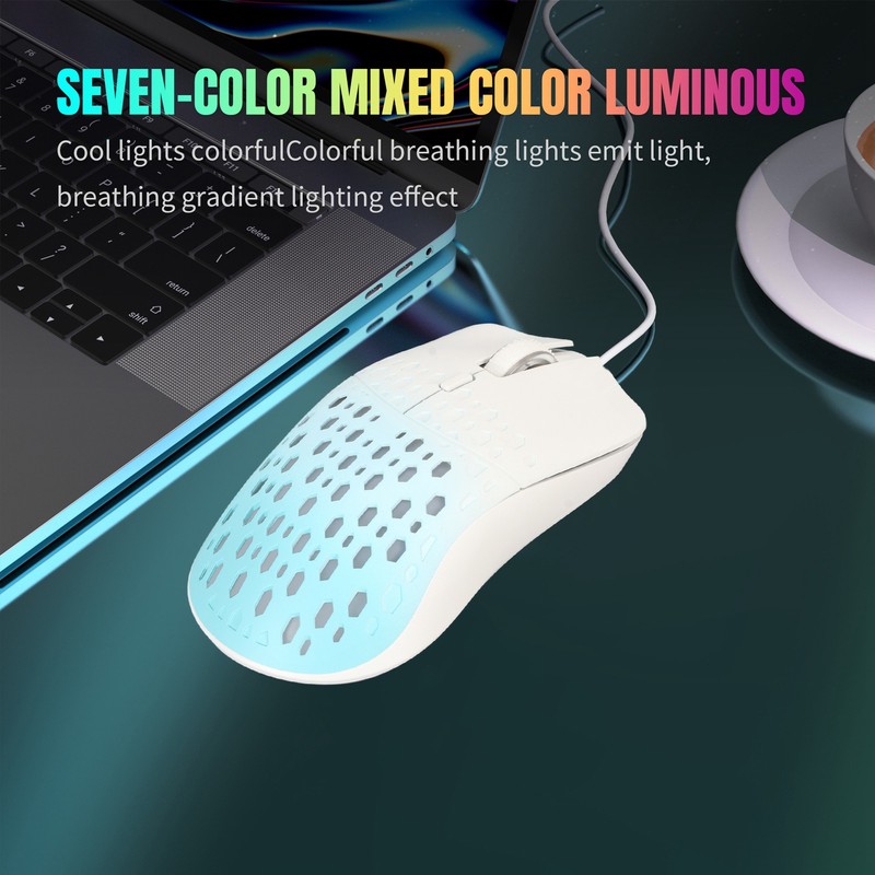 Wired Gaming Mouse with 7 RGB 3600DPI Lightweight Ergonomics Breathable