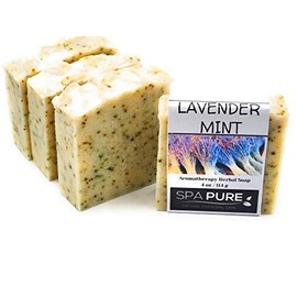 Spa Pure Aromatherapy Luxury Soap, made with plant based ingredients, essential oils, all natural, 4.5 oz each (Lavender Mint)