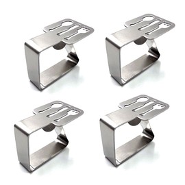 Aliotech 4pcs Tableware Shape Stainless Steel Silver Thickened Strong Cloth Clip Tablecloth Clamp Holder Table Cover Clamps Table Cloth Holder Table Cloth Clips Holder(Tableware)