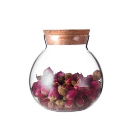 1PCS 500ML/17OZ Glass Favor Jars With Cork Lids Empty Transparent Round Food Storage Large Capacity Sealed Glass Bottles for Spice Food Snack Nut Tea Candy Refillable Reusable Pot Jar for Kitchen