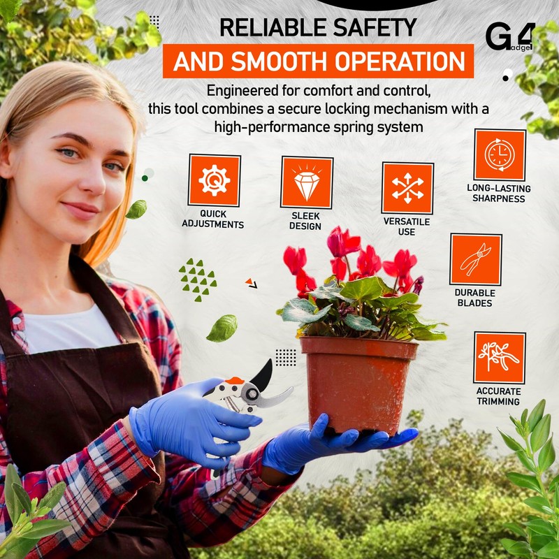 G4GADGET Heavy Duty Garden Secateurs – SK5 Steel Bypass Pruning