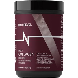 Multi Collagen Peptides Powder – Hydrolyzed Types I, II, III, V, X with Biotin, Vitamin C & Hyaluronic Acid | Hair, Skin, Joints Support for Women & Men | Unflavored - 1 lb (41 Servings)