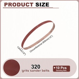 HARFINGTON 1/2 x 12 Inch Sanding Belts, 10 Pcs 320 Grits Aluminum Oxide Abrasive Belt Sander File Belt for Woodworking, Metal Polishing, Knife Sharpener