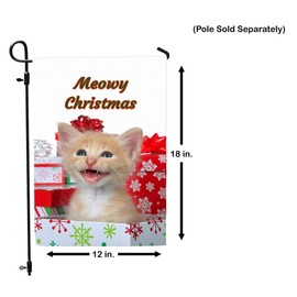 Jolly Jon Products White Double Sided Cat Garden Flag Yard Decor MEOWY CHRISTMAS Xmas Cats 12 x 18