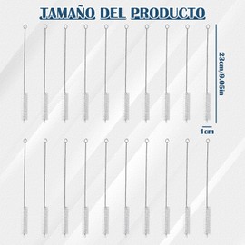 Nivofu Juego De 20 Cepillos para Biberones De Acero Inoxidable, Limpiador de Popotes Largos, Cepillo de Limpieza de Laboratorio, Cepillos de Limpieza para Popotes, para Lavar Vasos De Agua Y Pajitas