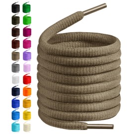 BIRCH's Oval Shoelaces 27 Colors Half Round 1/4" Shoe Laces 4 Different Lengths (45.5" (115cm) - L, Taupe Tan)