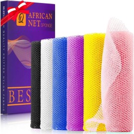 UJFQBH 6 Pieces African Bath Sponge African Net Long Net Bath Sponge Exfoliating Shower