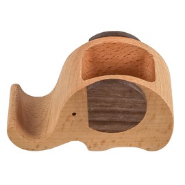 Sarini Multi-Functional Wooden Elephant Phone Stand with Pen Pencil Holder Desk Decoration Stationery Organizer Wooden Pen Holder for Study Ornaments
