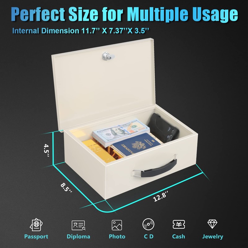 xydled Fire Resistant Safe Fire Safe Box with Key Lock