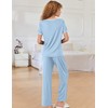 Ekouaer Women Lounge Pajamas Sets Ribbed Knit PJ Short Sleeve