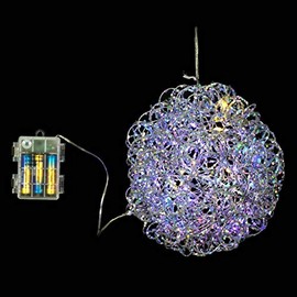 Vickerman Company X18C1607 Vine Glitter Ball Warm White Micro LED Battery Operated String Set with Timer Christmas Lights, Silver