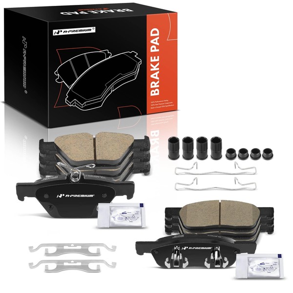 A-Premium Front and Rear Ceramic Disc Brake Pads Set Compatible