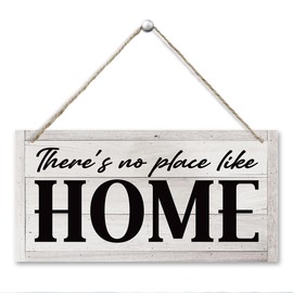 Family Hanging Wooden Farmhouse Sign - There's No Place Like Home, Rustic Home Decor, Housewarming Gifts, Farmhouse Inspirational Quotes Minimalist Wood Wall Art Decoration 11.8 * 5.9 in