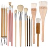 15 Pcs Glaze Brushes Set, Different Shapes Wool Art Paintbrush