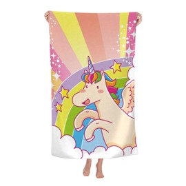 VOOHDDY Cartoon Rainbow Unicorn Beach Towel Large Soft Absorbent Microfiber Quick Dry Oversized Bath Towels for Bathroom Women Men Pool Camping Travel Swimming Picnic Sports