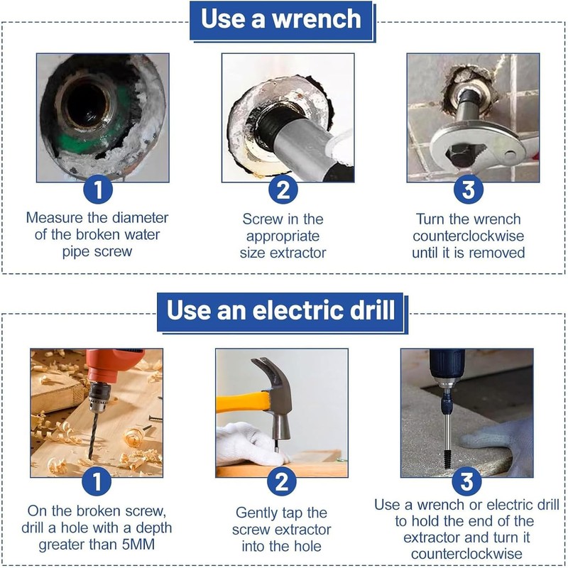 M3-M25 Professional Screw Extractor Set of 6 Screw Extractor Left