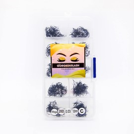 GorgeousLash 20D, 25D Mega Lashes. 500 Premade Volume Lash Fans. Eyelash Extensions. Handmade! (20D - C Curl - 0.03, 12mm)