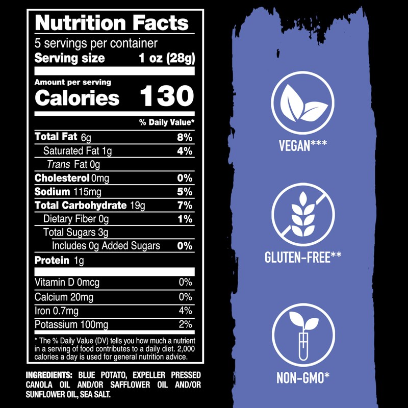 Terra Vegetable Chips, Blues Chips with Sea Salt, 5 Oz