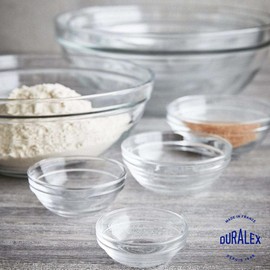 Duralex Gigogne Stackable Glass Mixing Bowls Set, Chip Resistant Durable Prepware, 9-Piece