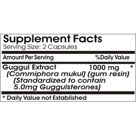 Guggul Standardized Extract 1000mg // 200 Capsules // Pure // by PureControl Supplements