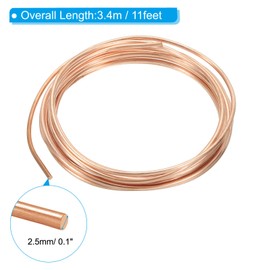 PATIKIL 11.15 Feet Solid Bare Copper Wire,10 Gauge 99.96% Pure Copper Wire 2.5mm Soft Beading Wire Metal Plant Stem Ties for Jewelry Craft (3.4m)