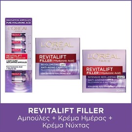 L'oreal Paris Promo Set Revitalift Filler Ampoules, 7abs & Revitalift Filler Day Cream, 50ml & Revitalift Filler Night Cream, 50ml