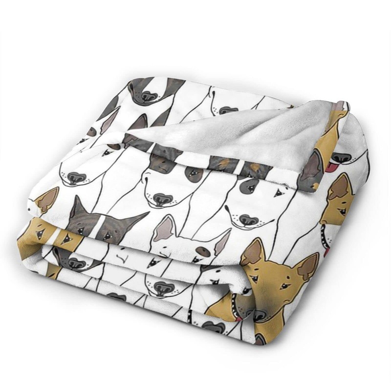 Funny Dogs Bull Terrier Sofa Blanket,Cozy Flannel Bed Blanket, Unisex