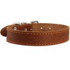 Genuine Leather Dog Collar Barb Wire Pattern Brown 4 Sizes