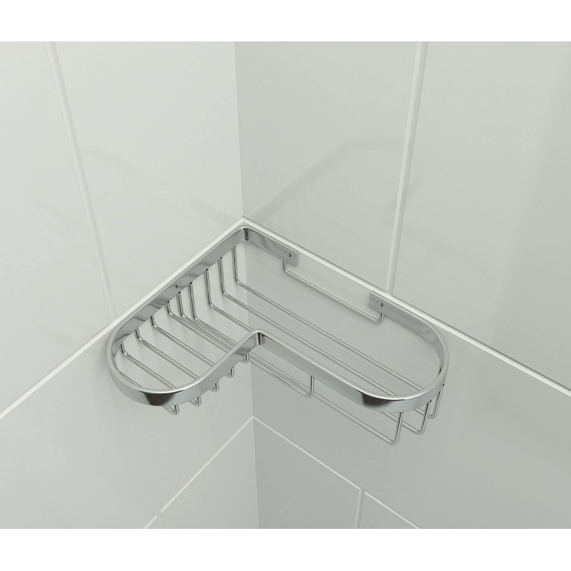 SANLIV Chrome Corner Shower Caddy, Corner Soap Dish, Solid Brass