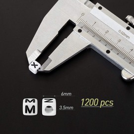 Naler 1200pcs Alphabet Letter Beads, 6mm Square A-Z Assorted Beads Spacer Bead for Jewelry Making Finding Art Craft DIY Decoration