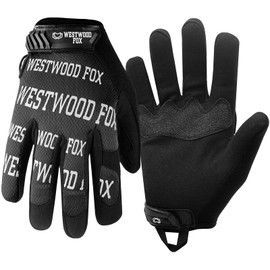 WESTWOOD FOX Work Gloves Utility Safety Gloves Non Slip Mechanic Gloves Firm Grip Touchscreen Mens Women Lightweight Working Gloves Wielding Builders (Black, XL)