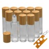 12Pcs 10ml Glass Roll On Bottle with Bamboo Lid for