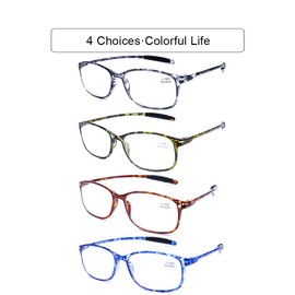 DOOViC Computer Reading Glasses 4 Pack Blue Light Blocking Glasses Anti Eyestrain Flexible Lightweight Readers for Women Men 3.50 Strength