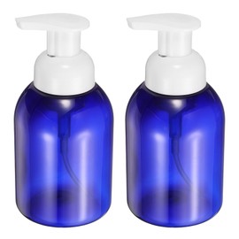 uxcell 2PCS Round Empty Foam Pump Bottle, 350ml Travel Foam Soap Dispenser Empty Refillable Plastic Pump Bottle for Lash Shampoo, Hand Soap, Facial Lotion(6" Blue)